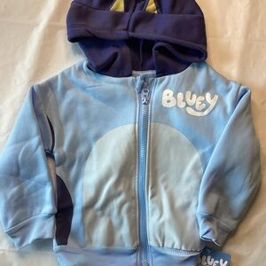 Bluey Kids Zip-Up Hoodie - Sky Blue and Deep Purple
